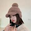 Solid Color Warm Earmuffs Cap Windproof Pompom Plush Beanie Fashion Ear Flap Protection Hat  Women