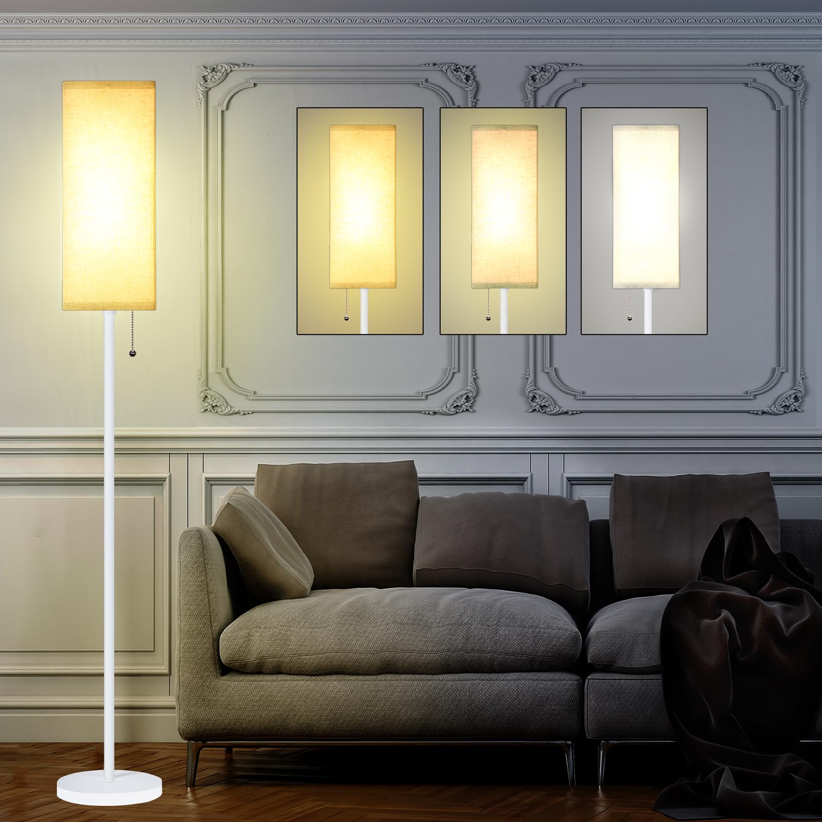 

SEWWTBTLIFE Floor Lamp, 3-Level Color Temperature Adjustment, Ambient Lighting, Floor Stand Lamp, Stylish Nordic Design, Perfect for Living Rooms,