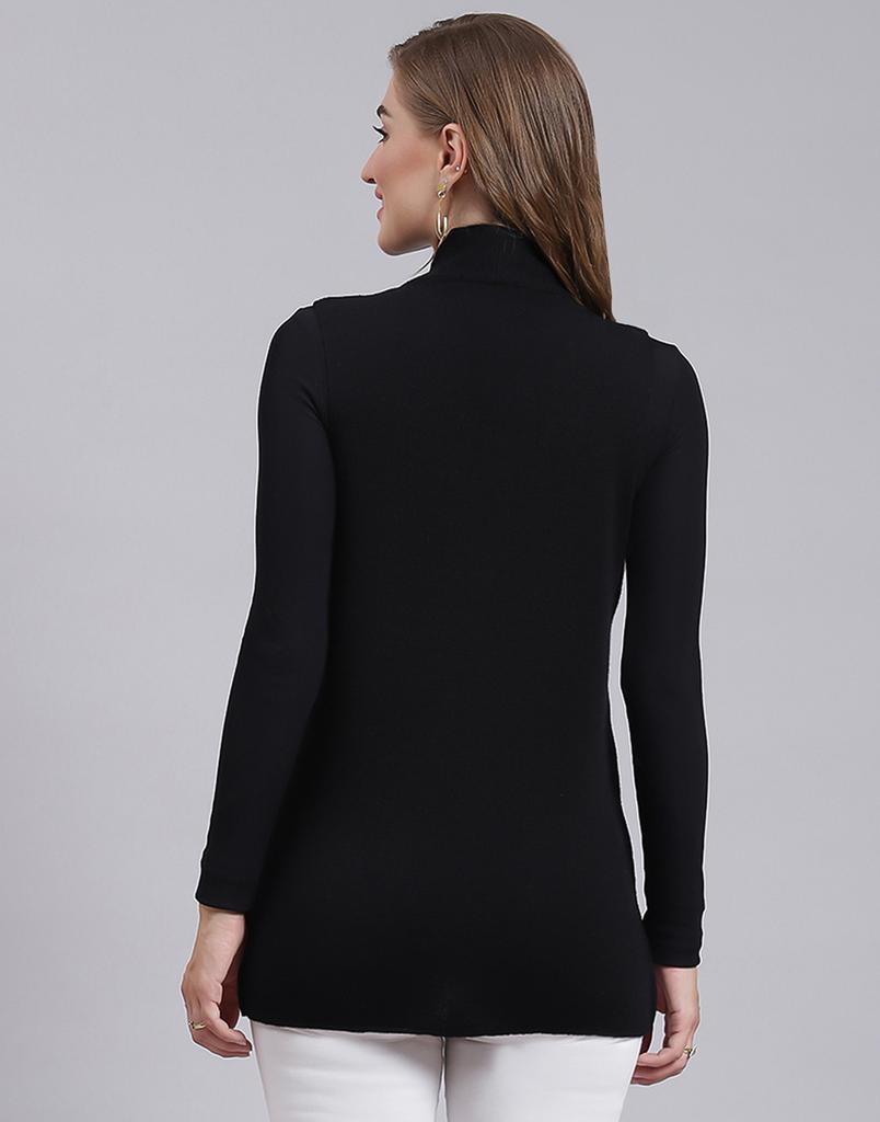 MONTE CARLO Womens Solid Black V Neck Sleeveless Cardigan
