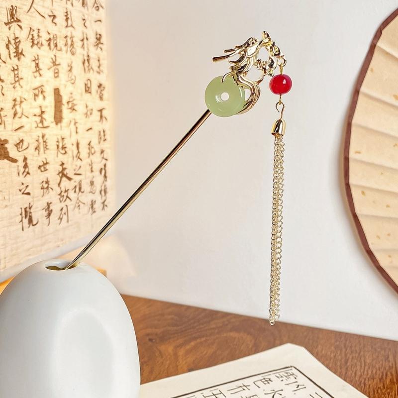 Élégant Bâton à Cheveux à Franges Chinois Hanfu Balanciers Épingle à Cheveux Barrettes Baguettes Antidérapantes Épingle à Cheveux Dragon pour Coiffure