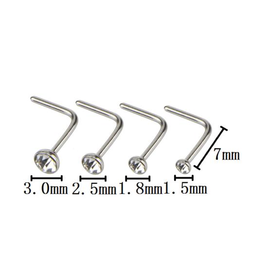 14Pcs/Set Unisex Body Piercing Jewelry Rhinestone Stainless Steel Nose Stud Ring