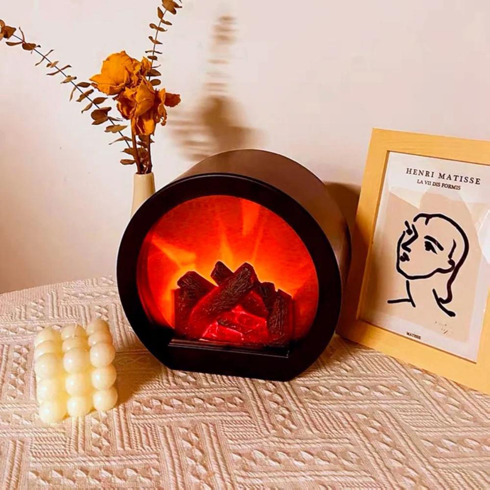 Touch Switch LED Fireplace Lantern Premium Simulation Log Fire Place Lantern Christmas Decorative Fireplace Lamp