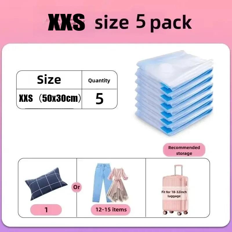 1-5pcs Vacuum Storage Bag Set with Pump Leakproof & Scratch-Resistant for Clothes Blankets Bedding Space-Saving Travel Organizer