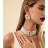 Vintage Diamond Imitation Pearl Beaded Multilayer Clavicle Chain Elegant Necklace