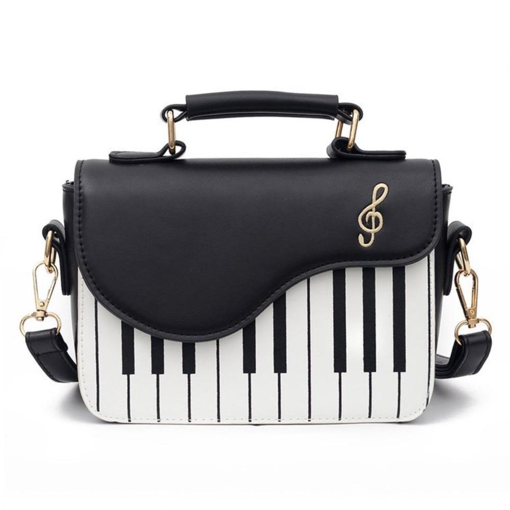 Vintage Piano Pattern Shoulder Bag Crossbody PU Leather Bag Trendy Mini Square Bag  Shopping
