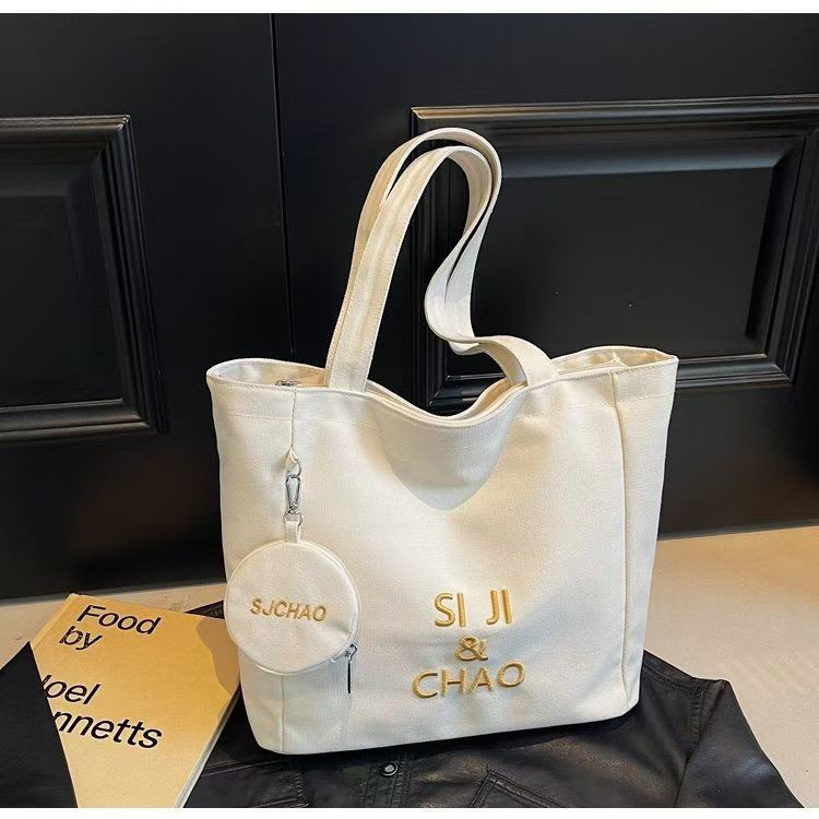 

Холщовая сумка Женская универсальная сумка через плечо Большая вместимость книга студенческая сумка для занятий Сумка-тоут