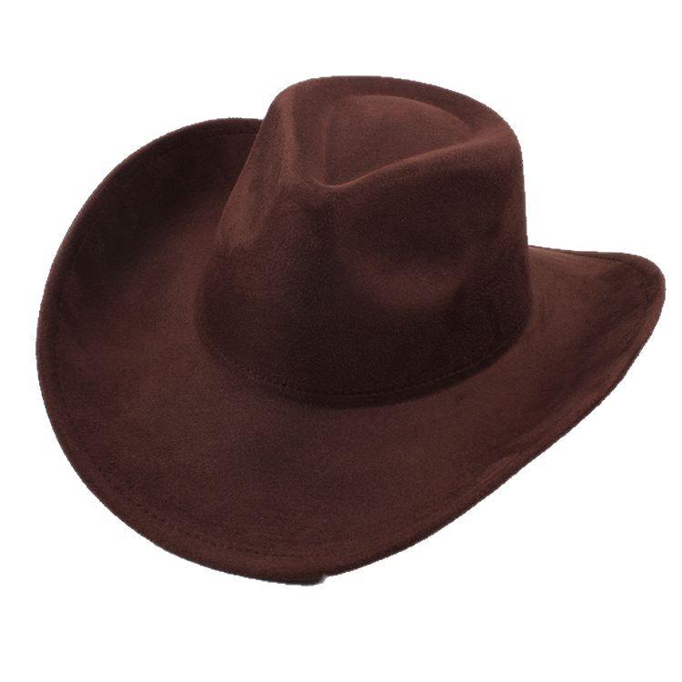 Western Cowboy Style Tibetan Bull Head Accessories Fashion Top Hat Autumn/Winter New Collection Deer Skin Velvet Large Edge Riding Hat