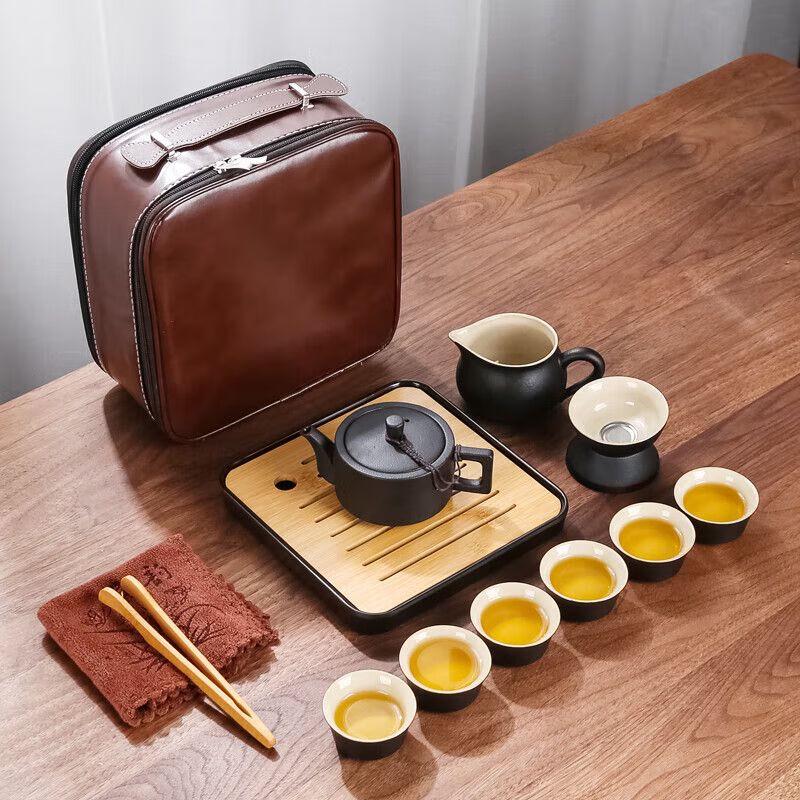Qiuqiao Portable Kung Fu Tea Set with Silver Tray