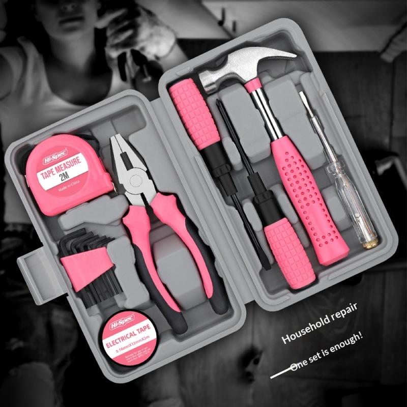 13/24Pcs Diy Tool Kit For Women Mini Home Toolbox Set With Hammer Pliers Wrench Screwdriver Basic Starter Tools
