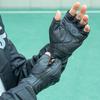 Fingerless motorcycle gloves with knuckle protection, size L, black