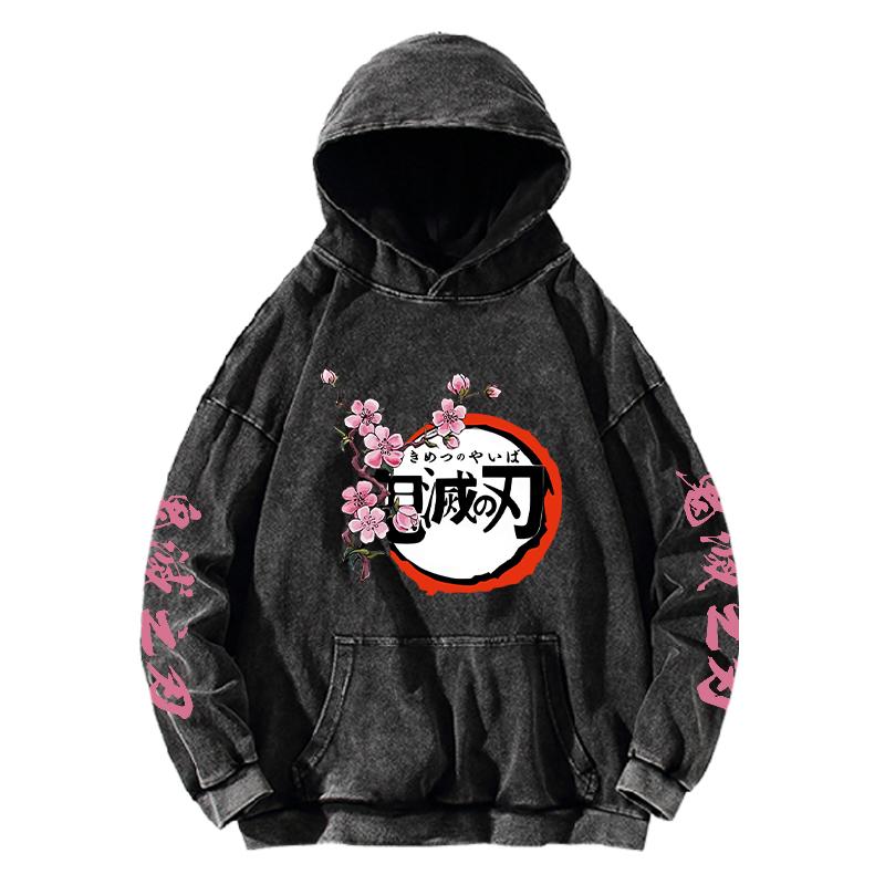 Kamado Nezuko Printed Hoodie Demon Slayer Sweatshirt Men Women Clothing Long Sleeve Streetwear Washed Cotton Hooded Pullover