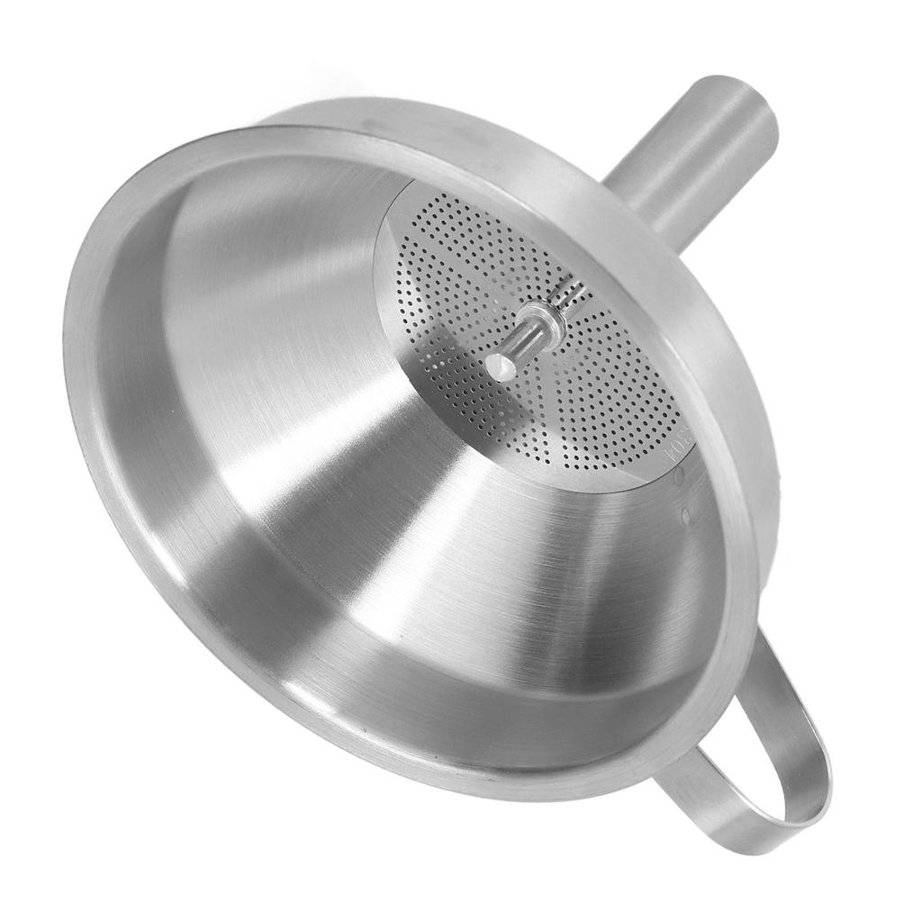 Stainless Steel Funnel with Strainer Brush Slick Exterior Thickened Handle Kitchen Industrial Large Funnel