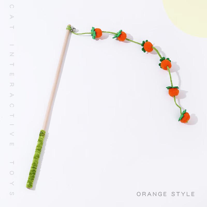 Solid Wood Cat Wand Toy with Bell