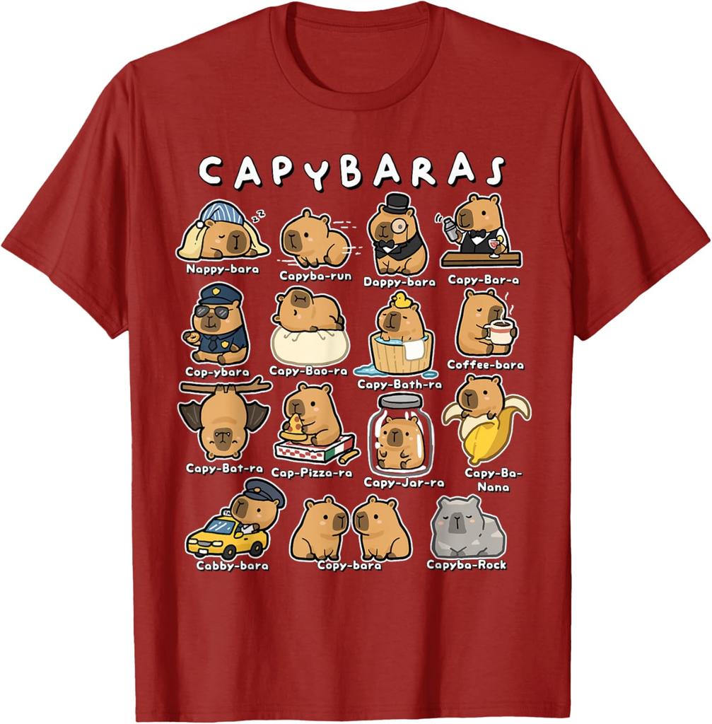 Capybara Puns Funny Animal Puns Men's Graphic Tee Cartoon Rodent Lover Shirt