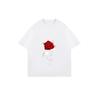 Women's Short-Sleeve T-Shirt with Red Rose and Silver Line Pattern Art Print