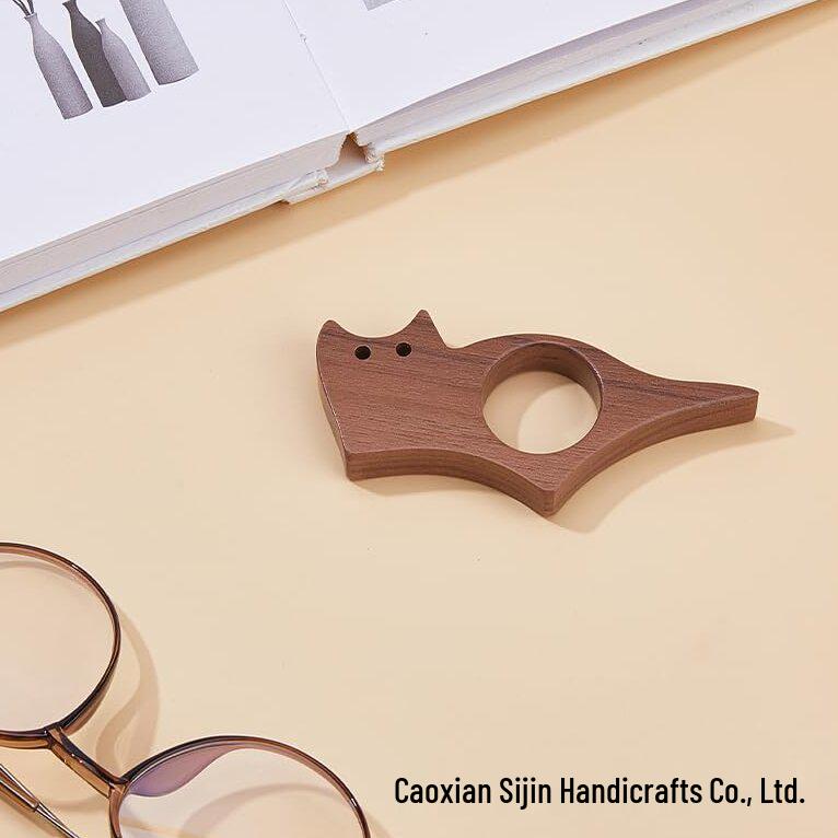 Daumen-Seitenhalter Lesezeichen aus Holz – Kätzchen & Welpen Design