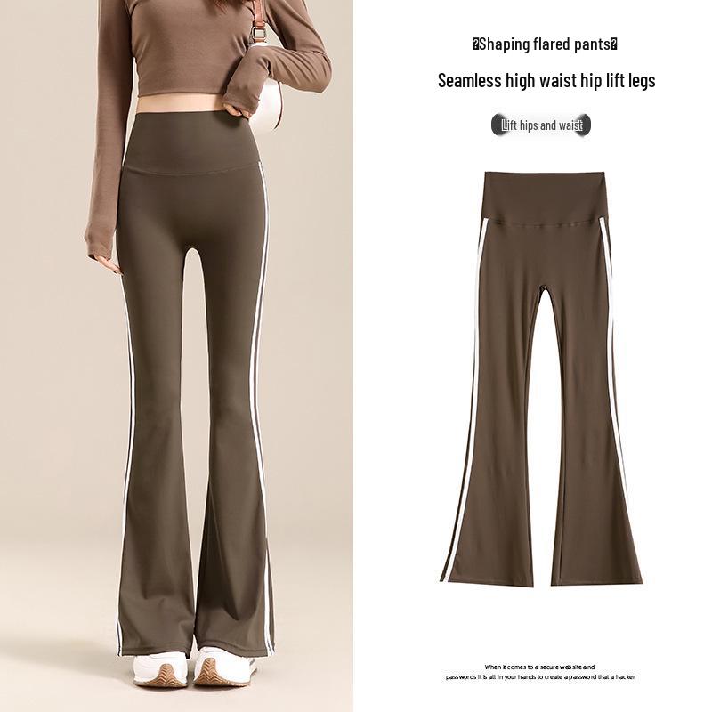 

Women s High-Waisted White Striped Flare Yoga Pants - Slim Fit Summer Base Layer M (80-100 jin)