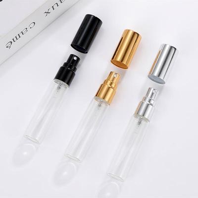 Botella de Perfume de Vidrio Transparente de 5/10/15 ml con Boquilla Nebulizadora de Aluminio Electroquímico