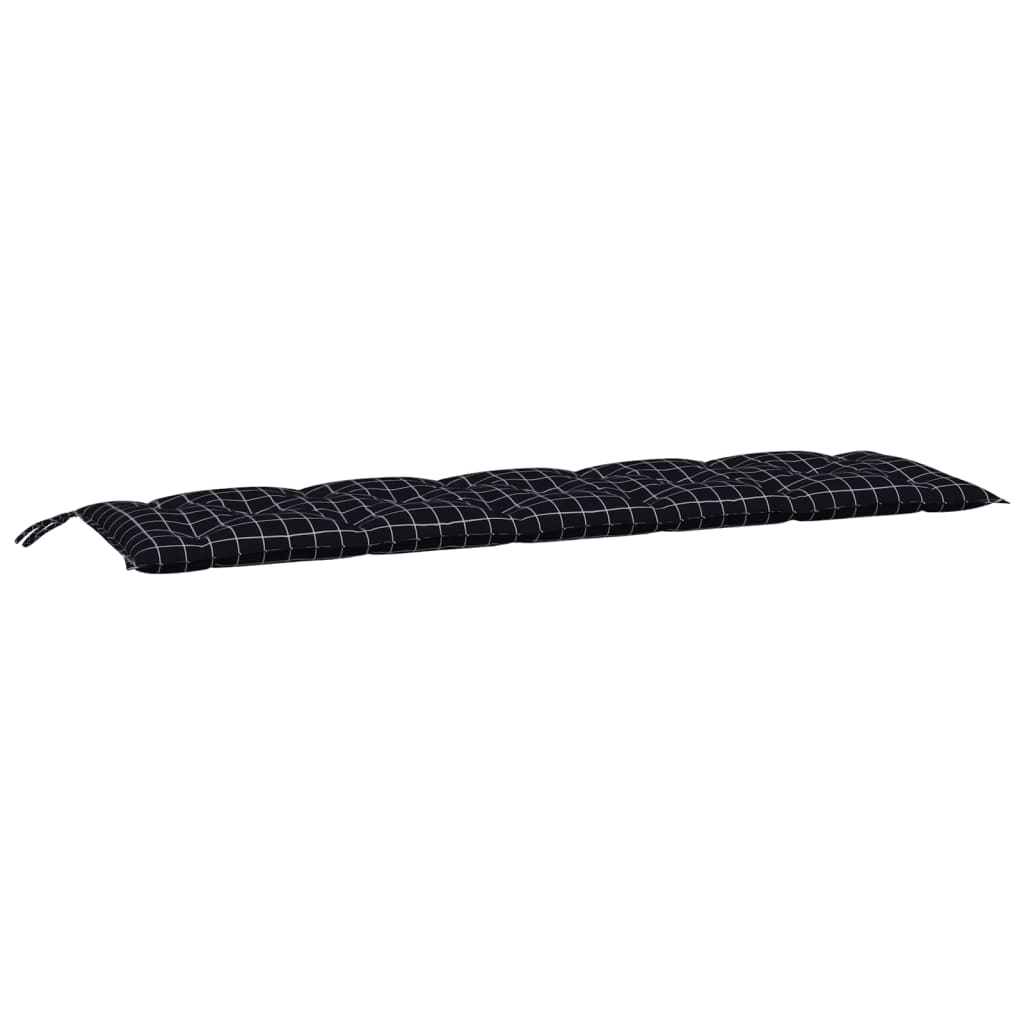 Garden Bench Cushion Black Checkered Pattern 180x50x7 Cm Oxford Fabric