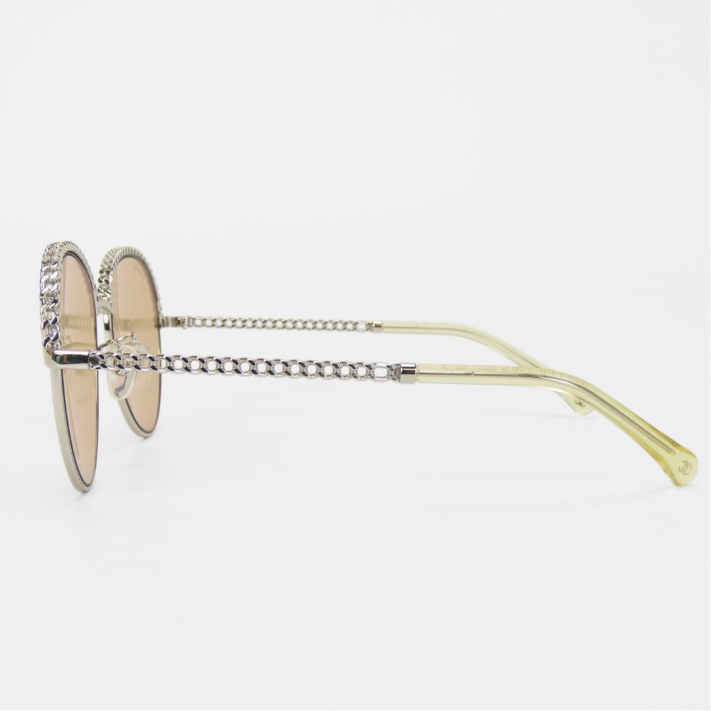 Used CHANEL Sunglasses 4242 Pantoshape Metal Brown Silver Chain