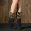 1 Pair Boot Socks Stylish Leopard Print Fluffy Crochet Knitted Boot Cuffs Toppers Socks for Winter