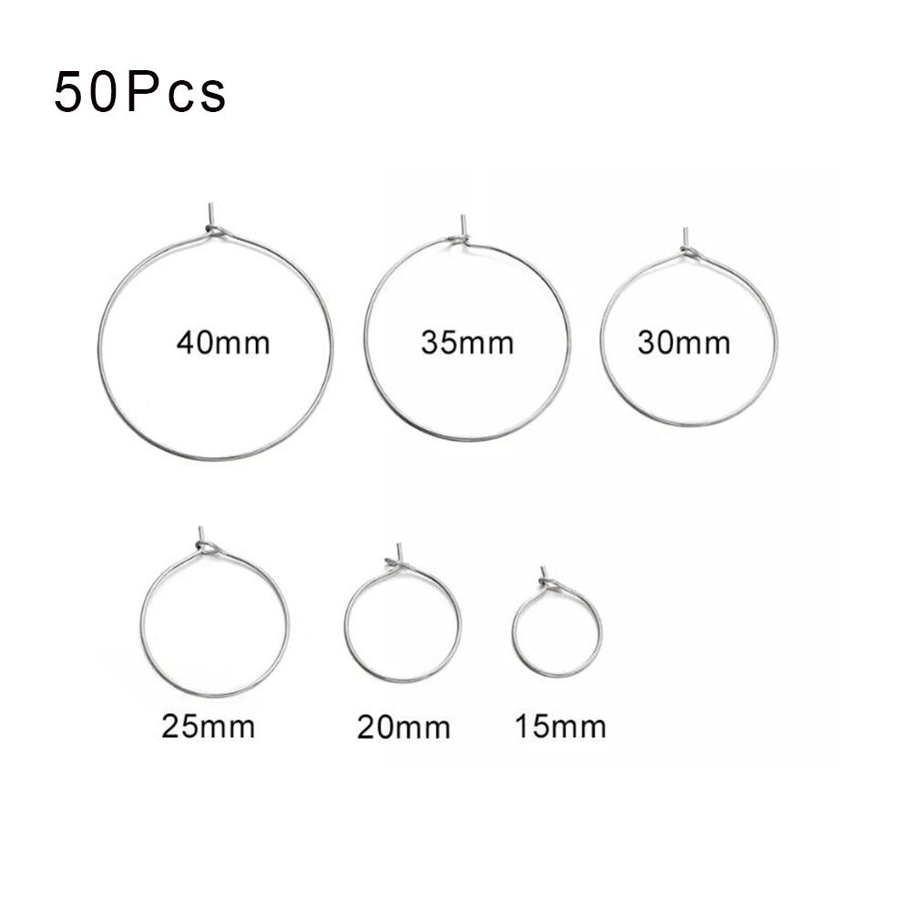 10-50Pcs 15-50mm Stainless Steel Earrings Open Earring Hooks Base Ear Ring Drops DIY Dangle Earring Jewelry Making Accessories