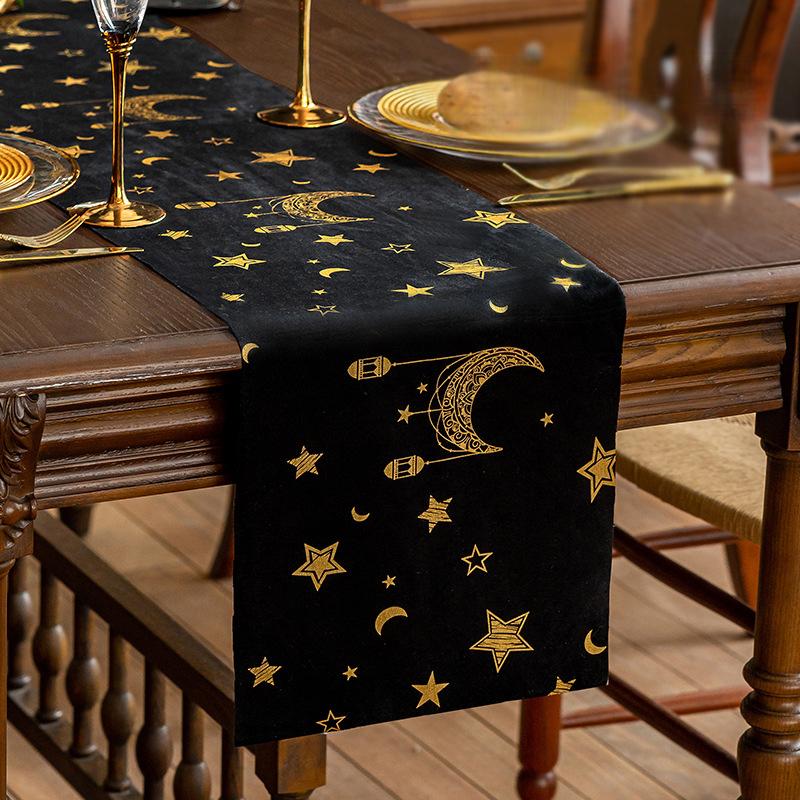 Middle Eastern Eid al Fitr Table Flag Star Moon Castle Pattern Muslim Eid al Fitr Party Tablecloth Print Party Table Flag Decor