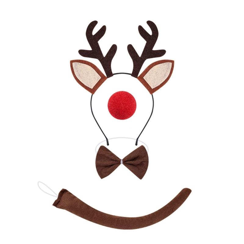 

Reindeer Costume Set Reindeer Ears Nose Tail Bowtie Tutu Animal Fancy Costume Kit Accessories for Halloween Cosplay