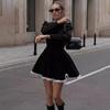 Rochie mini cu decolteu din dantelă, rochii subțiri cu mâneci întregi, elegante, cu talie înaltă, rochii retro temperament pentru femei