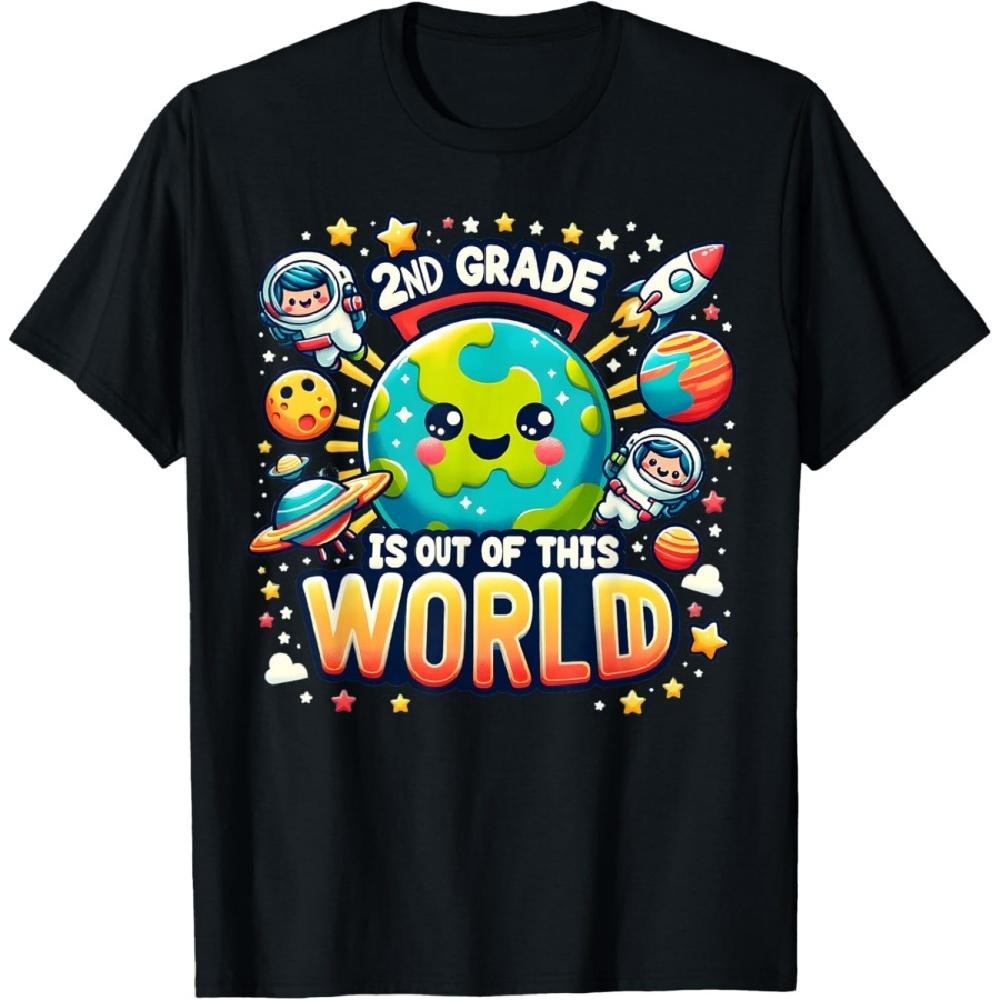 

2nd Grade Is out Of This World Space Planets Teacher T-Shirt XXXXXL