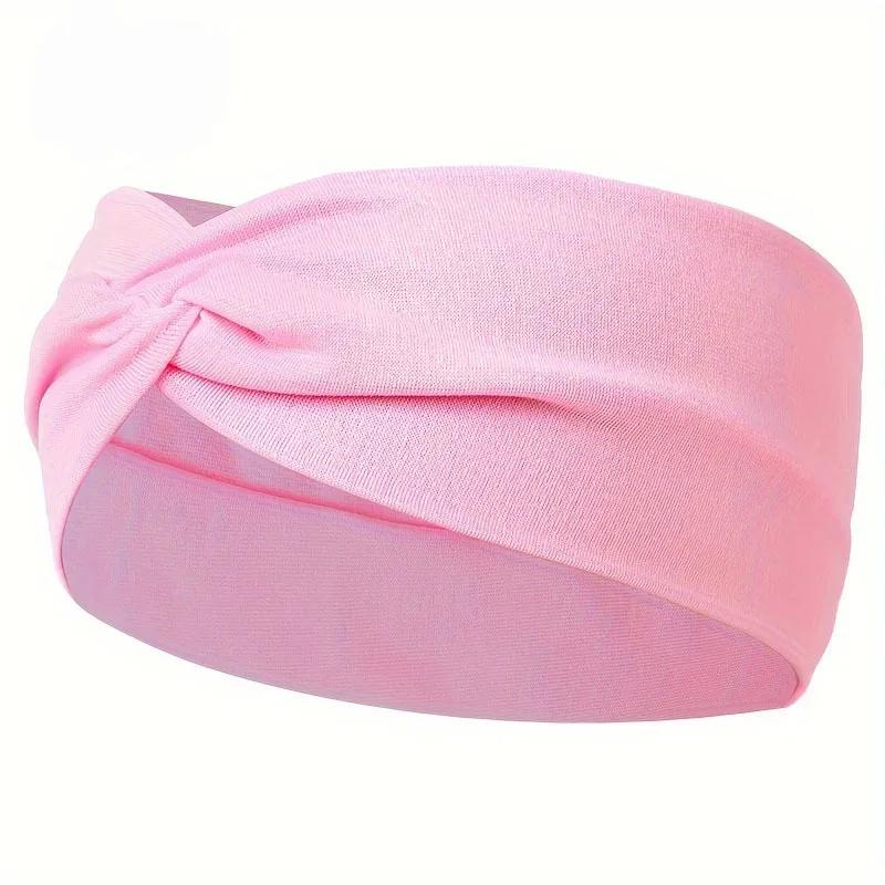 Simple Solid Color Cross Knotted Elastic Wide Headband Women Unisex Sports Yoga Hair Bands Headscarf Headwear