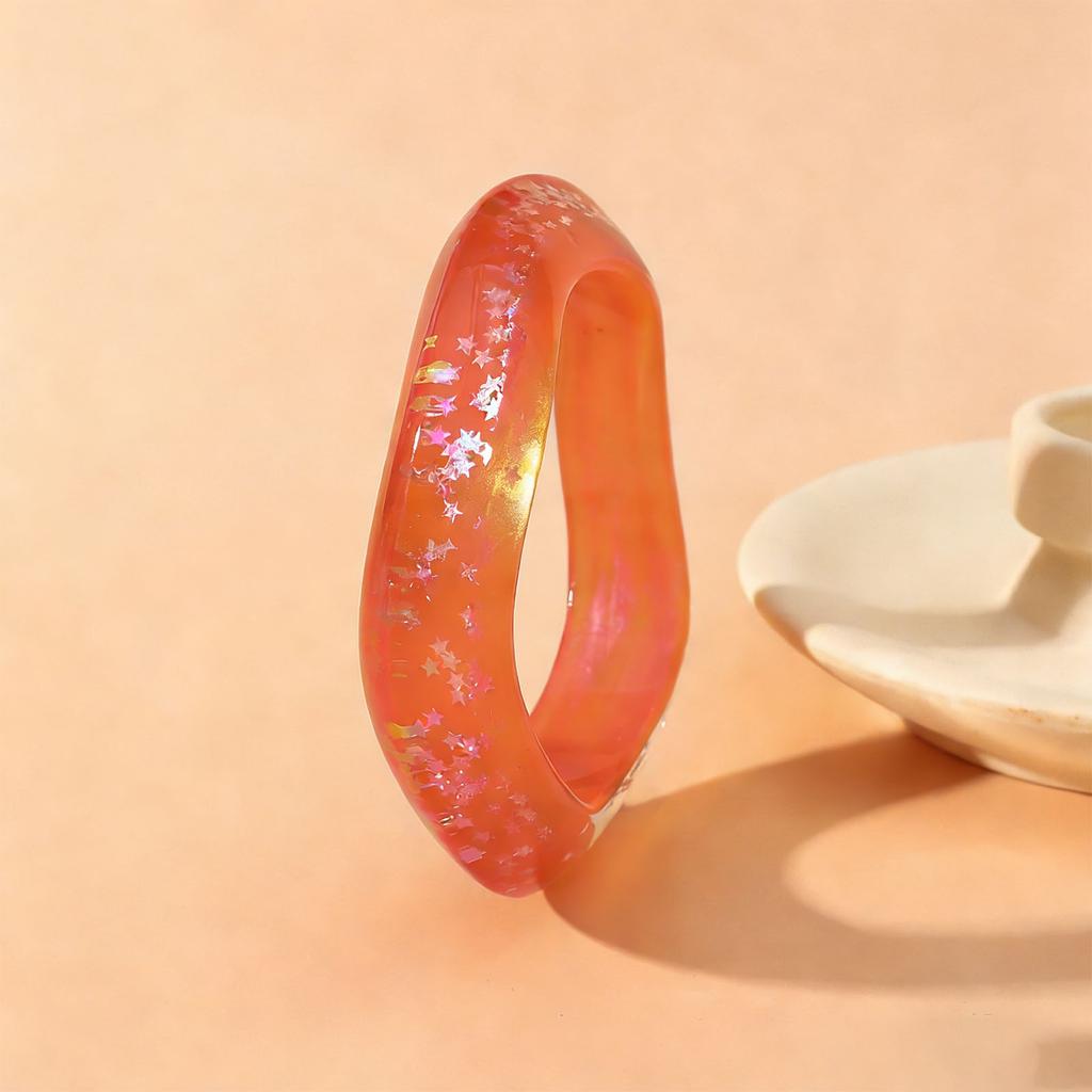 Fashionable Wide Bracelet With Irregular Design Sparkling Star Pattern Resin Bangle Stylish Womens Jewelry