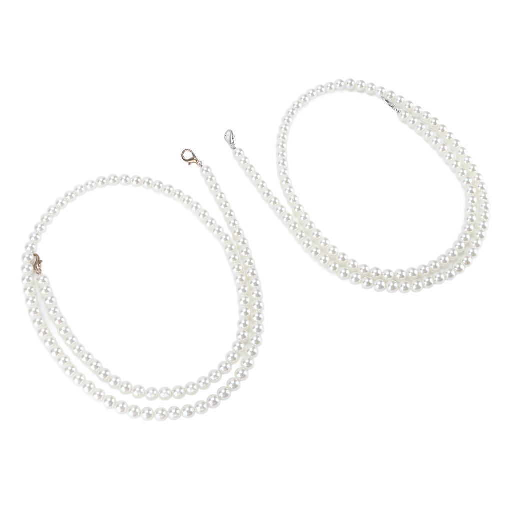 2Pcs Imitation Pearl Chains Purse Handle Strap Handbag Decoration Replacement Accessories for Women
