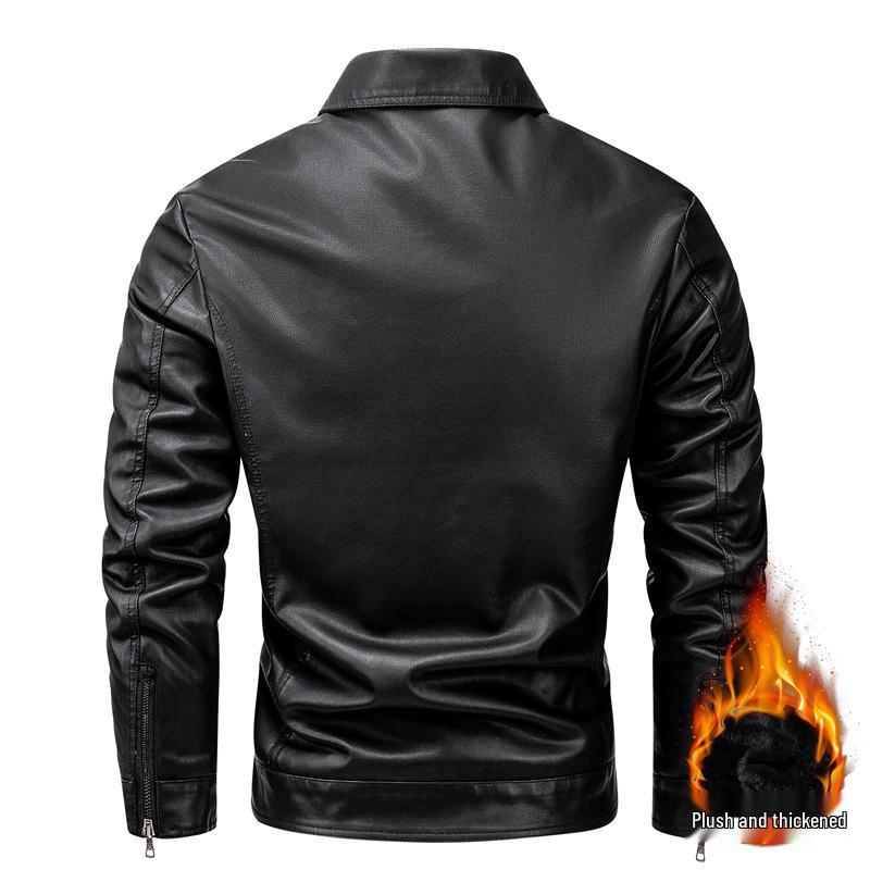 Pánská kožená motorkářská bunda městského trendu se stojáčkem