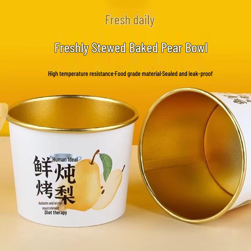 COFLYEE Disposable Roasted Pear Dessert Cups with Lids