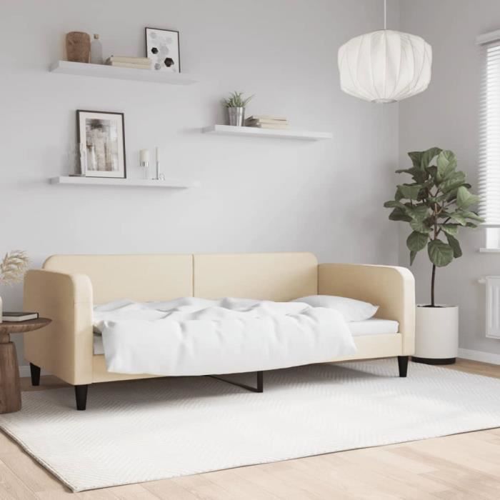 VidaXL Lit de repos crème 90x200 cm tissu 354037