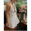 Twilight Summer Baili Sweet French Style Pure Desire Cherry Print Bows Sexy Open Back V-neck Halter a Word Dress