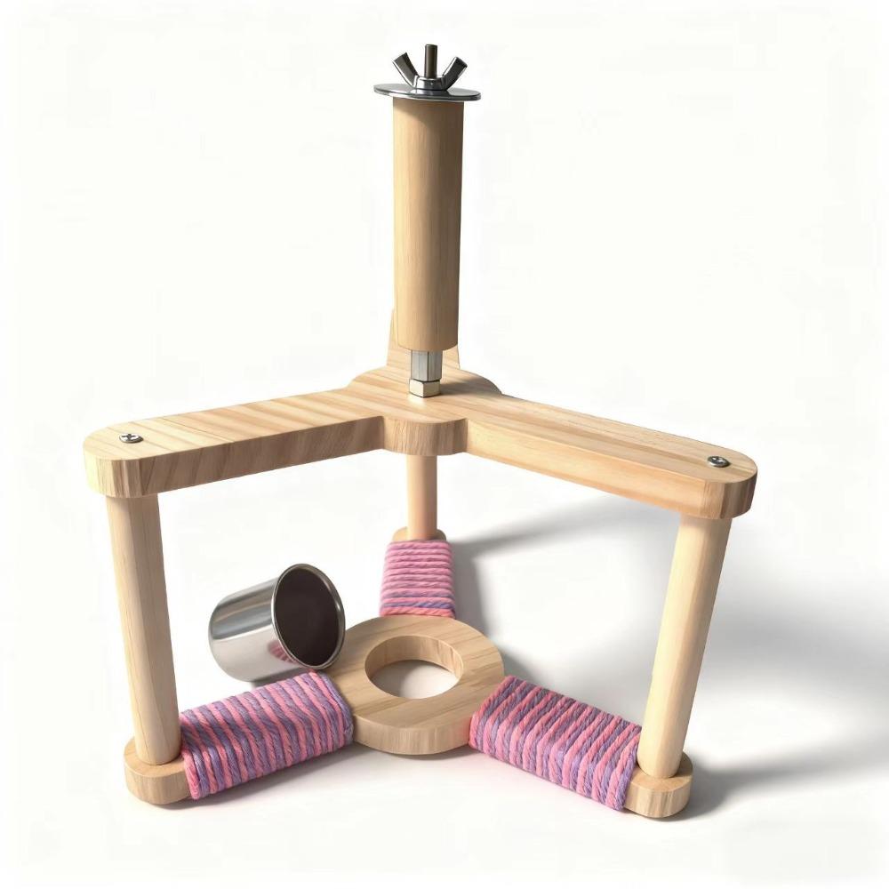Wood Rotating Bird Perch Toy DIY Windmill Swing Parrot Toy Bird Training Stand  Bird Play