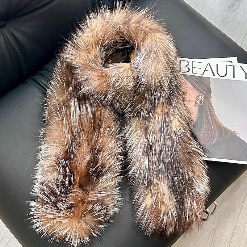 

2025 Winter Fashion Luxury Fox Fur Scarf Woman Double-sided Thicken Soft Long Real Fur Scarf Neck Warmer One Size