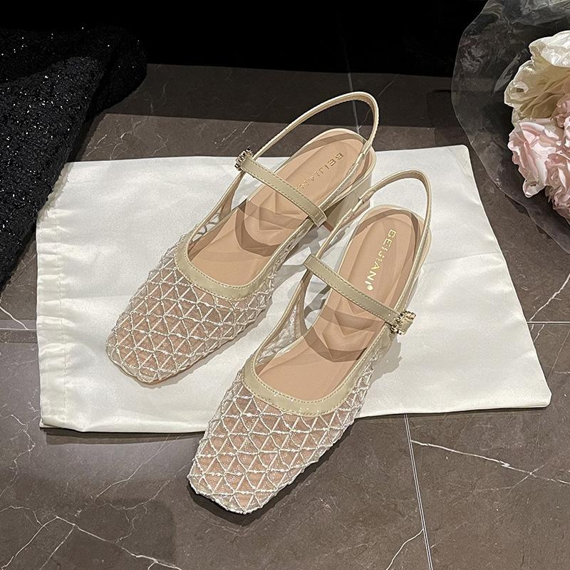 Retro Woven Bag Head Sandals Women's Outer Wear Word with Mary Jane Shoes Temperament Matching Skirt