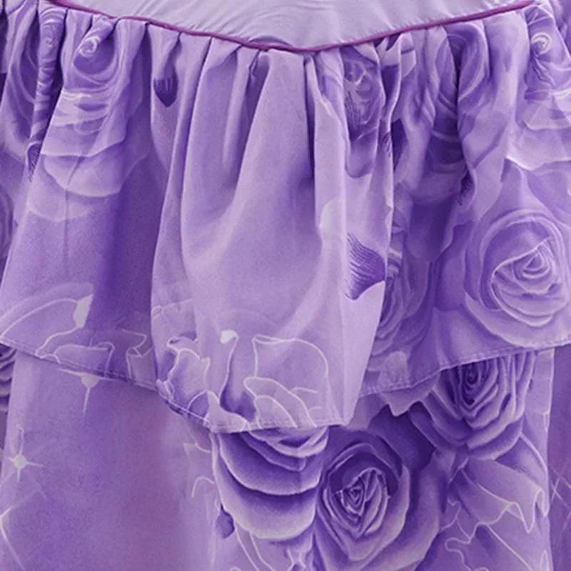 3PC Printed Bed Skirt Set 1Bed Skirt+2Pillowcases Floral Lace Bed Skirt Breathable Soft Bed Cover Bedding Set 360 ° Anti Slip Mattress Protector Cover