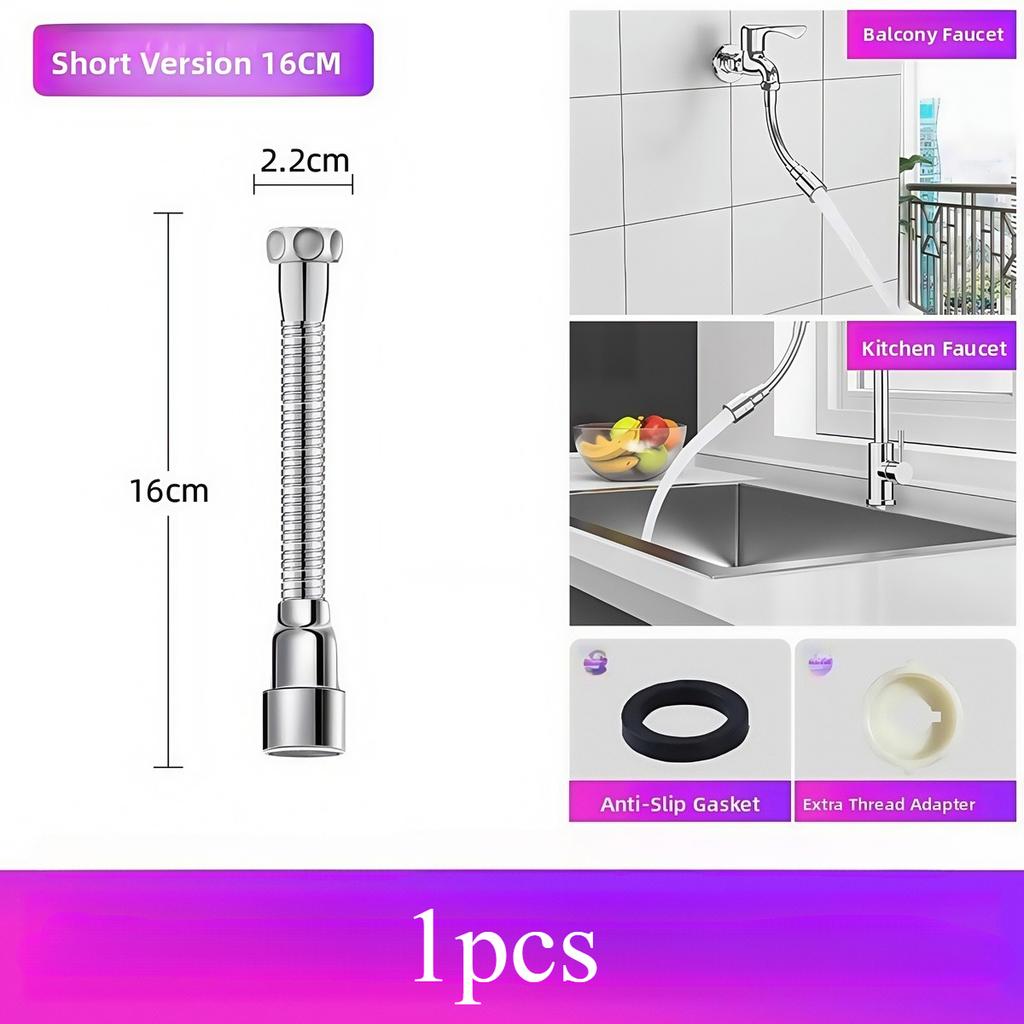 13-50cm Universal Faucet Extender Stainless Steel 360° Rotation Kitchen Bathroom Sink Anti-Splash Nozzle Aerator Extension Hose