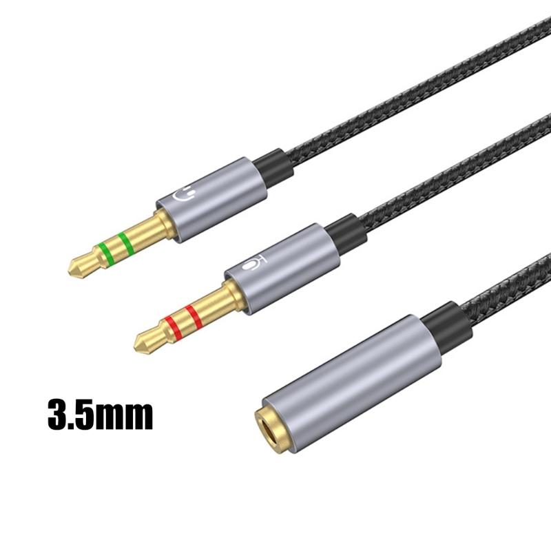 3.5mm Jacks Sound and Microphones Splitter Cable, Braided Aux Adapter Female To 2 Male for PC, Gaming Headsets, Laptop