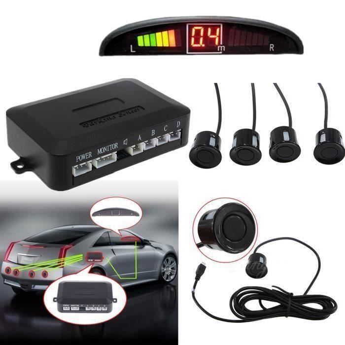 4 Capteur Parking Stationnement LED Radar de Recul Arrière Voiture Sonore Alarme