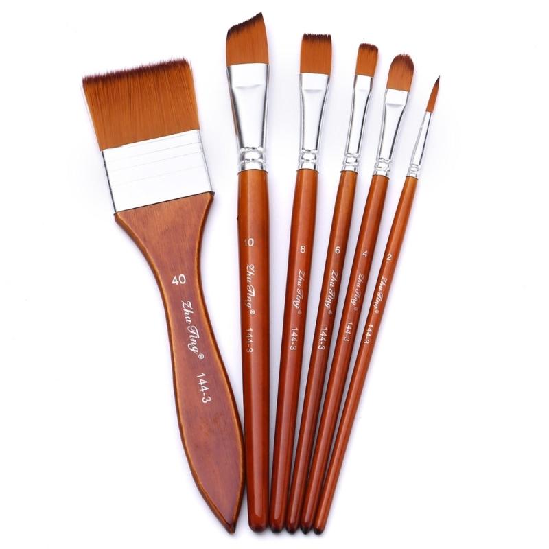 

6Pcs Artist Paint Brush Watercolor Paint Brush for Oil Acrylics Watercolor Gouache Painting Nylon Bristle Paint Brush 1