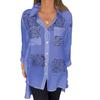 Plus Size Women's Shirt Spring and Summer Fashion Printing Loose Sexy Swallowtail Shirt