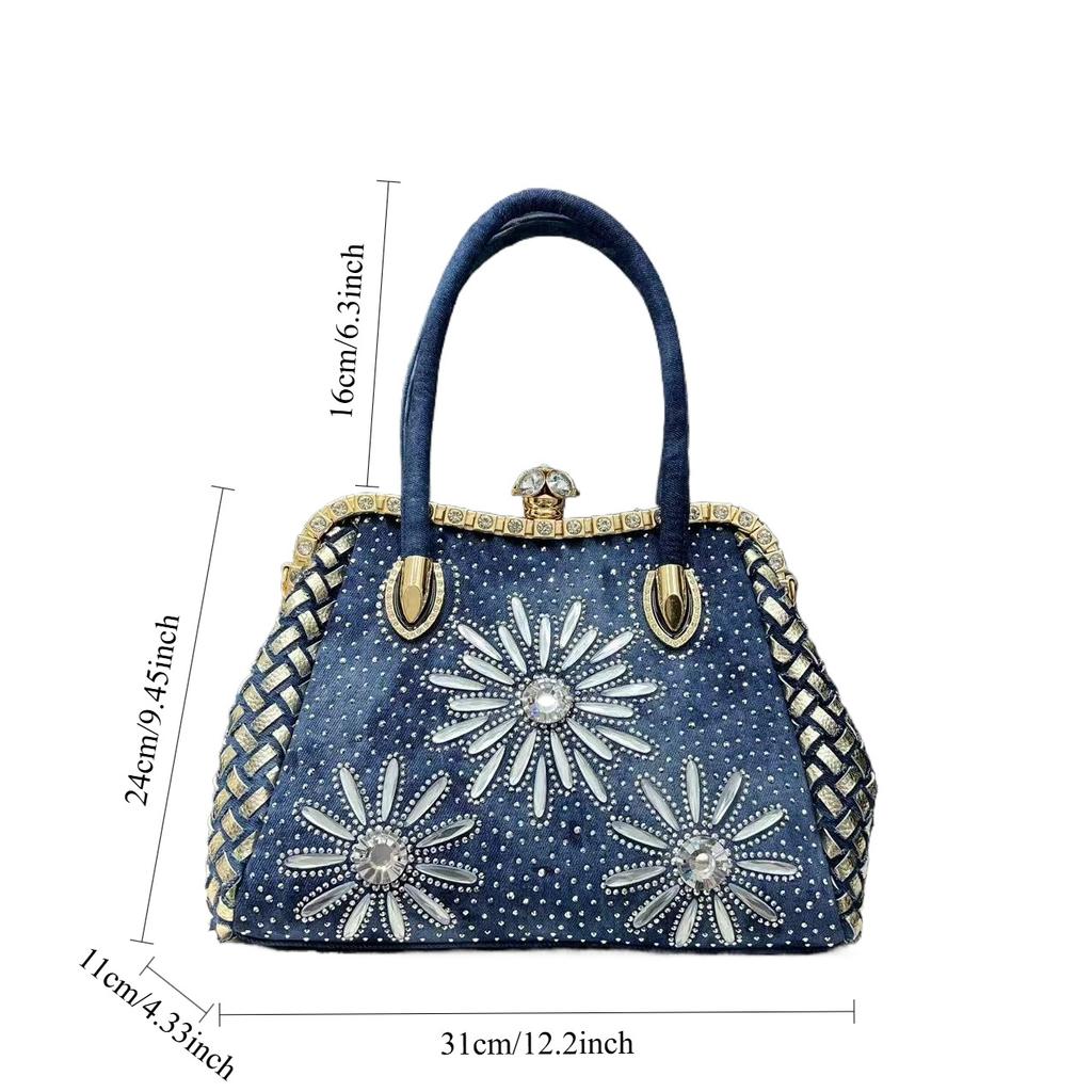 Women'S Temperament Diamond-Encrusted Handbag Celebrity Light Luxury Dinner Oblique Span Bag