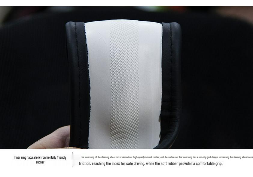 Premium Cowhide Leather Steering Wheel Cover - Anti-Slip, Wear-Resistant, Breathable, Universal Fit for All Seasons
