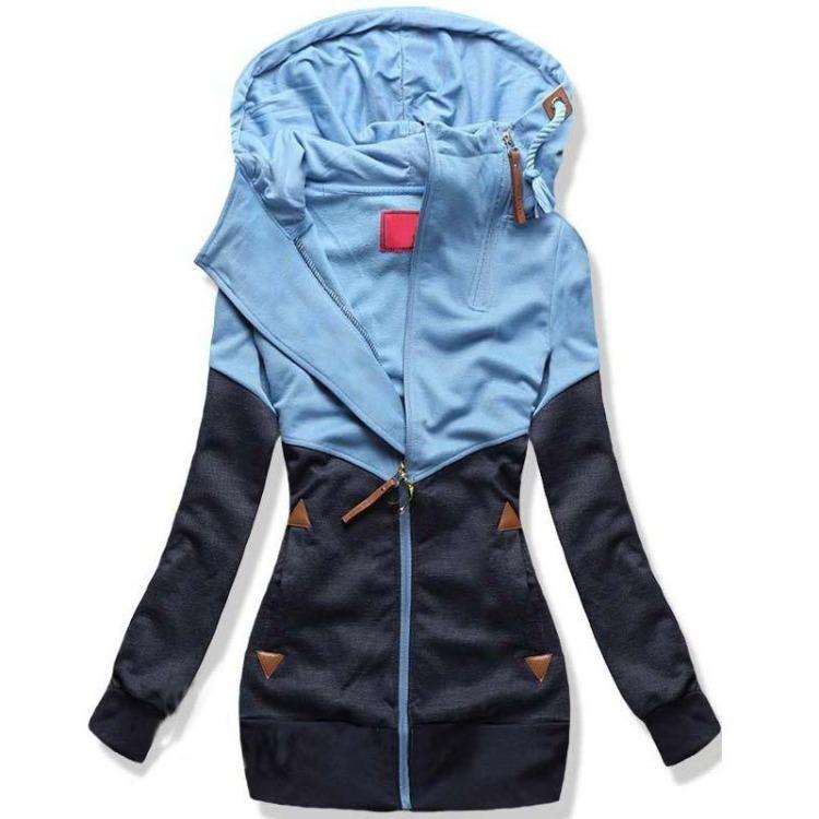 2021 Women Fashion Hooded Zipper Sweatshirt Jacket Coat Pink Blue Winter Autumn Spring Female Hoodies Sweat Polerones