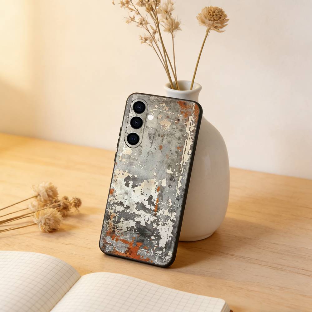 Retro Rust Design Phone Case Black Silicone Soft For Samsung Galaxy A73,A72,A71,A70,A53,A52,A51